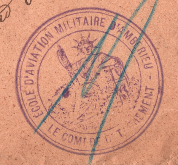 FRANCE WW1 Cover *ECOLE D'AVIATION MILITAIRE DE AMBERIEU* 1915 Air School XT170