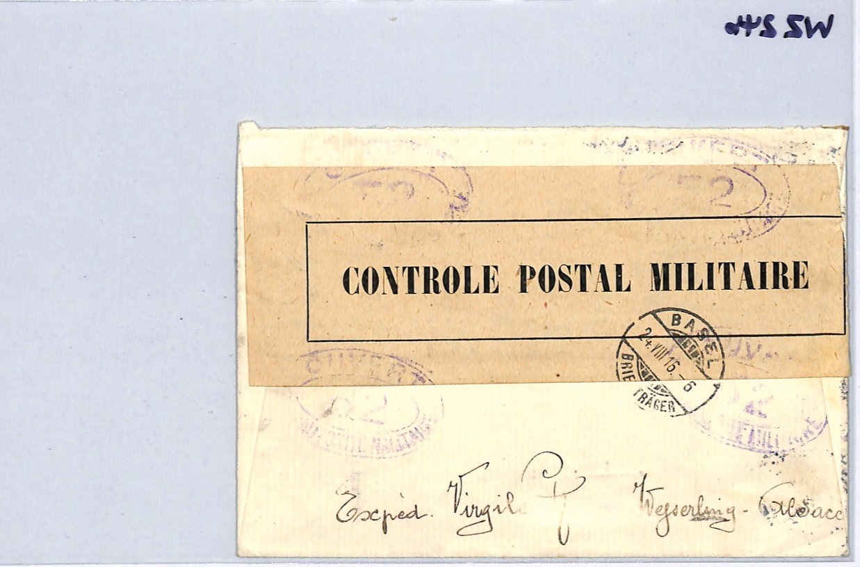 FRANCE WW1 Cover PATRIOTIC *FLAG* Alsace SOWER Censor Reg 1916 2c Block WZ246 - Image 11