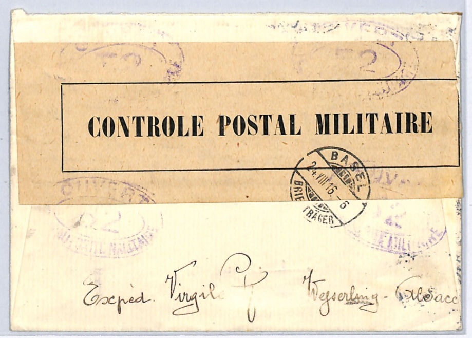 FRANCE WW1 Cover PATRIOTIC *FLAG* Alsace SOWER Censor Reg 1916 2c Block WZ246 - Image 3