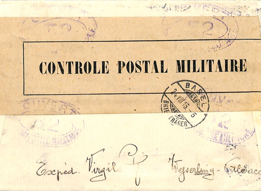 FRANCE WW1 Cover PATRIOTIC *FLAG* Alsace SOWER Censor Reg 1916 2c Block WZ246 - Image 7