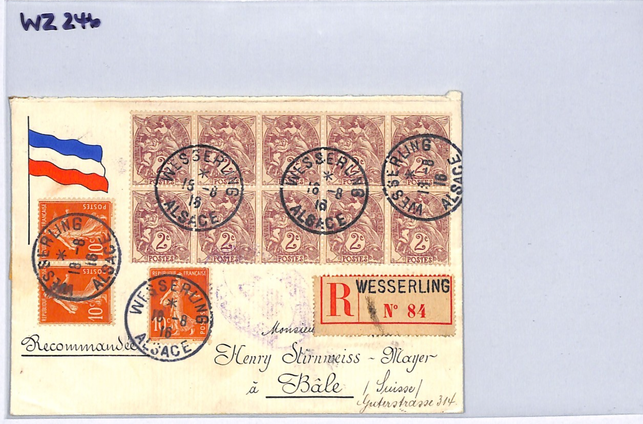 FRANCE WW1 Cover PATRIOTIC *FLAG* Alsace SOWER Censor Reg 1916 2c Block WZ246 - Image 10