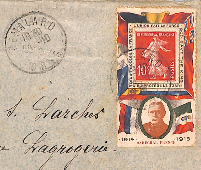 FRANCE WW1 Cover PROPAGANDA LABEL British/GB *FIELD MARSHALL FRENCH* 1916 WD335 - Image 5