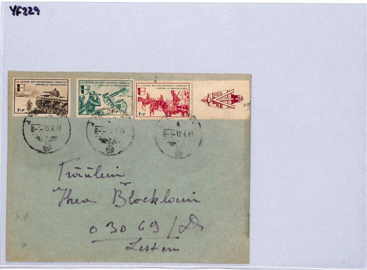 FRANCE WW2 Military Cover *FRENCH LEGION* ANTI-BOLSCHEVIC Germany Feldpost YF229 - Image 12