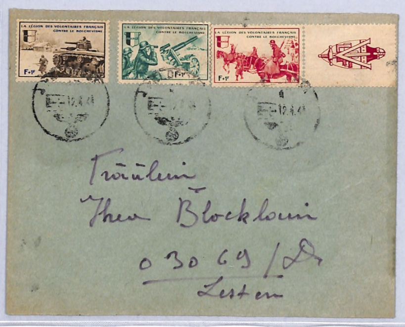 FRANCE WW2 Military Cover *FRENCH LEGION* ANTI-BOLSCHEVIC Germany Feldpost YF229 - Image 3