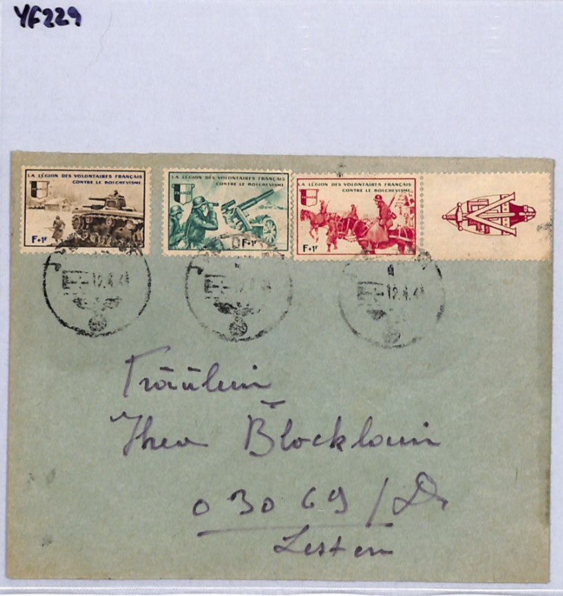 FRANCE WW2 Military Cover *FRENCH LEGION* ANTI-BOLSCHEVIC Germany Feldpost YF229 - Image 9