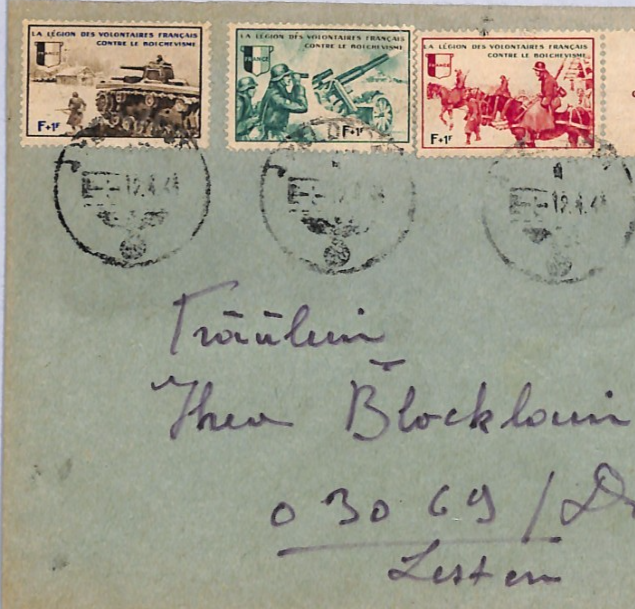 FRANCE WW2 Military Cover *FRENCH LEGION* ANTI-BOLSCHEVIC Germany Feldpost YF229