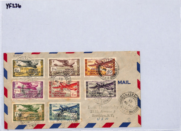 FRENCH CONGO Air HIGH VALUES Cover 1947 Planes *FLYING BOATS* France Cols YF236 - Image 11