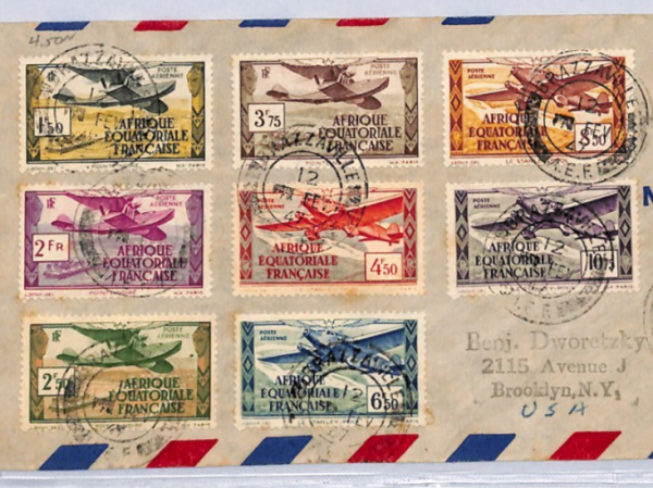 FRENCH CONGO Air HIGH VALUES Cover 1947 Planes *FLYING BOATS* France Cols YF236