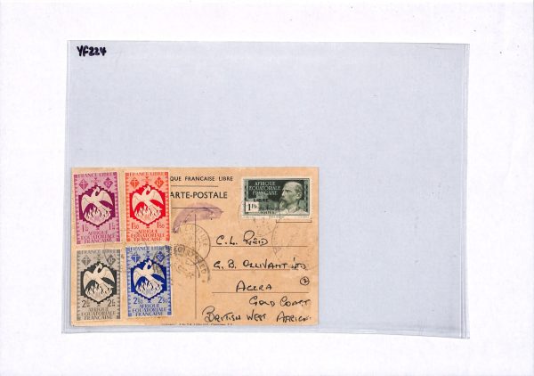 FRENCH CONGO *LIBRE* Reg'd DE GAULLE Postcard WW2 Brazzaville 1943 Accra YF224 - Image 12