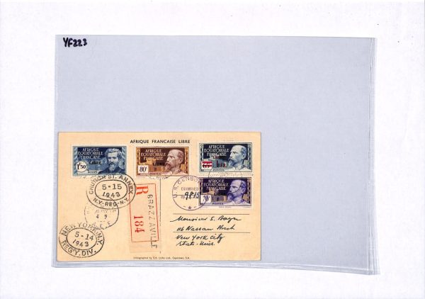 FRENCH CONGO *LIBRE* WW2 Stamps DE GAULLE Postcard France Cols 1943 Censor YF223 - Image 12