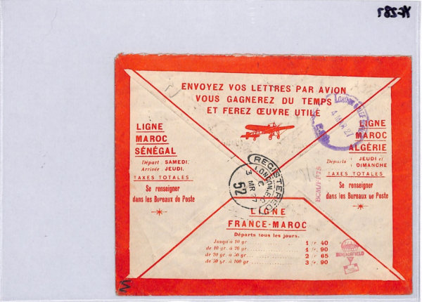 FRENCH MOROCCO Air Mail Cover *Casablanca Port*Reg 1927 France Cols London YF287 - Image 11