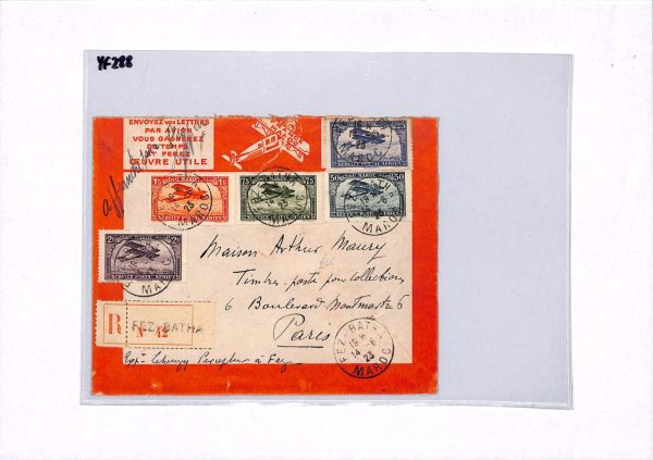 FRENCH MOROCCO Registered Air Mail Cover Fez-Batha 1923 France {samwells)YF288 - Image 12