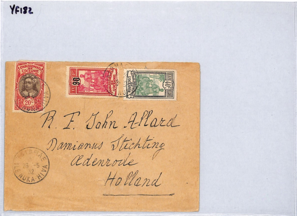 FRENCH POLYNESIA Cover *ILE NUKA HIVA* 1932 CDS Tahiti France Cols Holland YF182 - Image 11