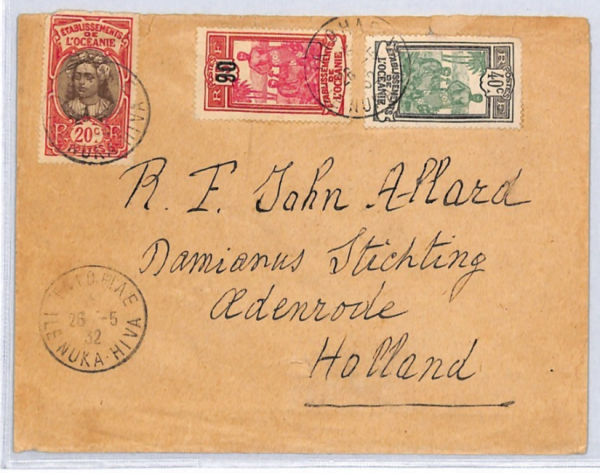 FRENCH POLYNESIA Cover *ILE NUKA HIVA* 1932 CDS Tahiti France Cols Holland YF182 - Image 3