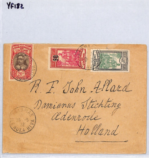 FRENCH POLYNESIA Cover *ILE NUKA HIVA* 1932 CDS Tahiti France Cols Holland YF182 - Image 9