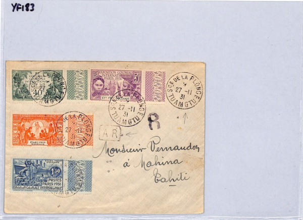 FRENCH POLYNESIA Cover *TUAMOTU* 1931 CDS Tahiti France Cols {samwells}YF183 - Image 11