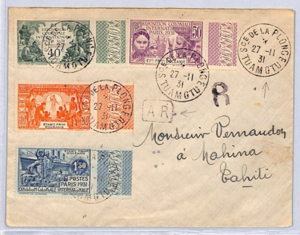 FRENCH POLYNESIA Cover *TUAMOTU* 1931 CDS Tahiti France Cols {samwells}YF183 - Image 3