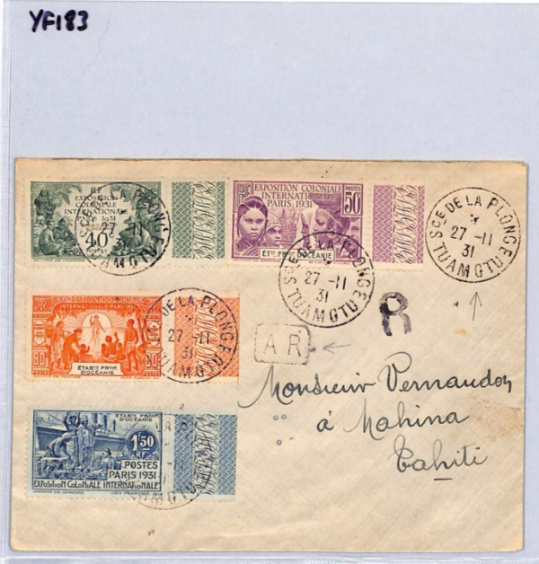 FRENCH POLYNESIA Cover *TUAMOTU* 1931 CDS Tahiti France Cols {samwells}YF183 - Image 9
