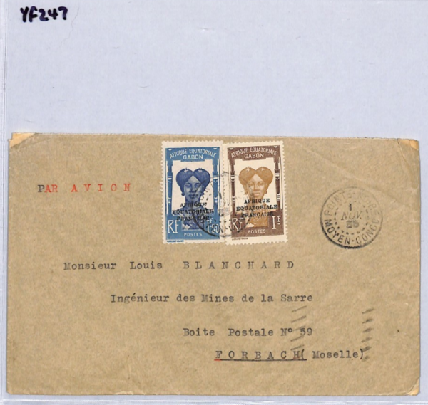 GABON Cover FANG WOMAN *AEF* Overprint HIGH VALUES Air 1935 France Cols YF247 - Image 11