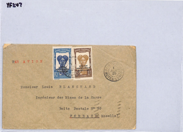 GABON Cover FANG WOMAN *AEF* Overprint HIGH VALUES Air 1935 France Cols YF247 - Image 13