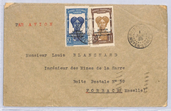 GABON Cover FANG WOMAN *AEF* Overprint HIGH VALUES Air 1935 France Cols YF247 - Image 4