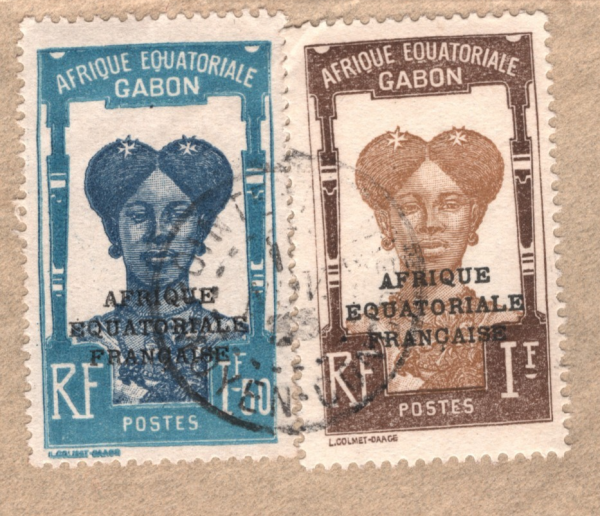 GABON Cover FANG WOMAN *AEF* Overprint HIGH VALUES Air 1935 France Cols YF247
