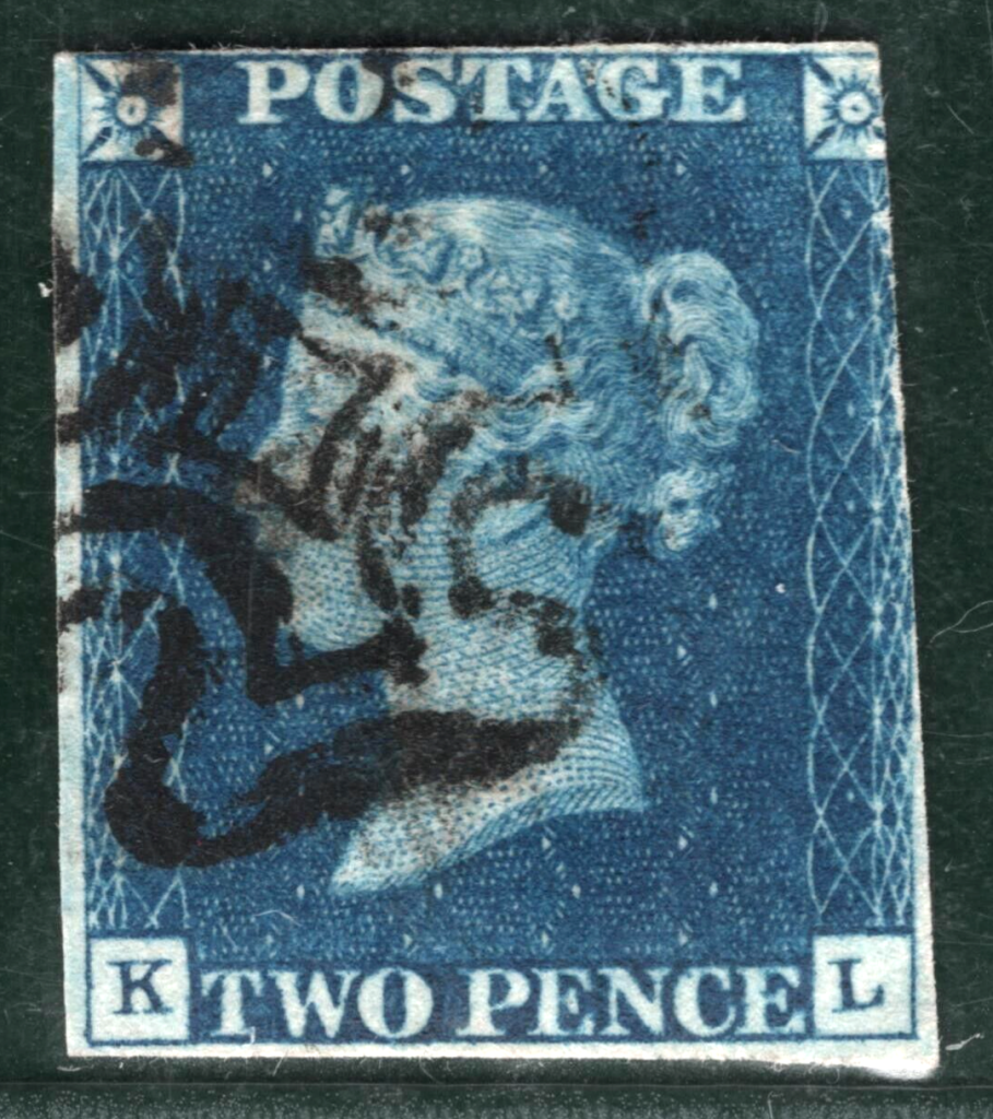 GB 1840 TWO PENCE BLUE QV Stamp SG.5 2d Plate 1 (KL) Black MX Cat £975 ...