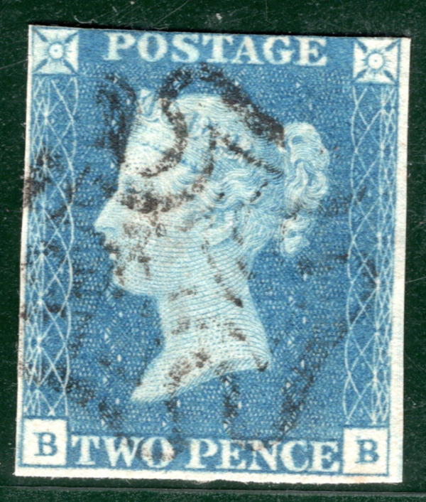 GB 1840 TWO PENCE PALE BLUE QV Stamp SG.6 2d Plate 2 (BB) DS9 Cat £1,200 REDB130