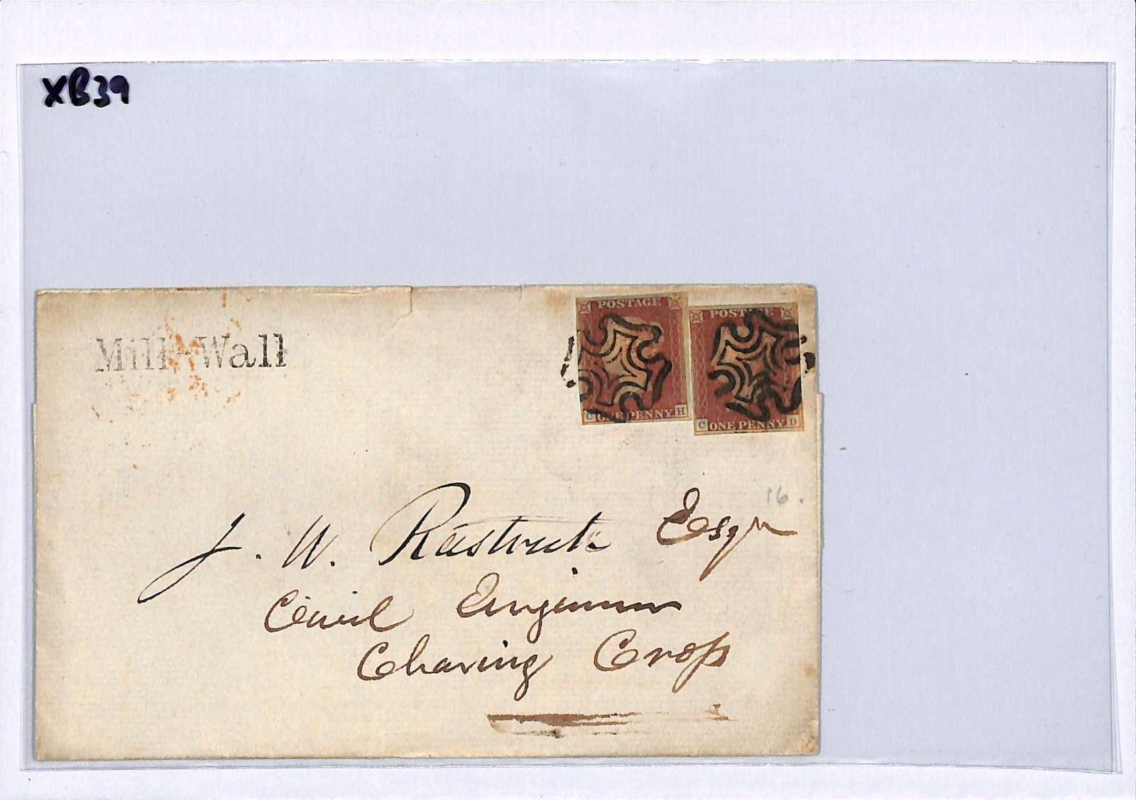 GB 1841 PENNY RED Cover 1d Plate 16 (CH)(CD) *Millwall* Receiver London MX XB39 - Image 6