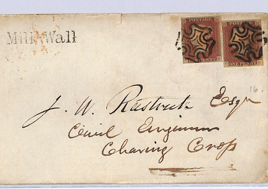 GB 1841 PENNY RED Cover 1d Plate 16 (CH)(CD) *Millwall* Receiver London MX XB39