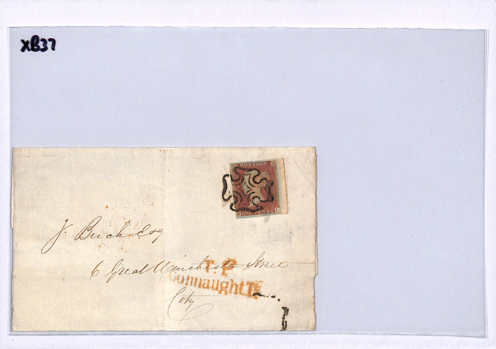 GB 1841 PENNY RED Cover 1d (RL) MARGINAL Super London MX Connaught Terrace XB37 - Image 5