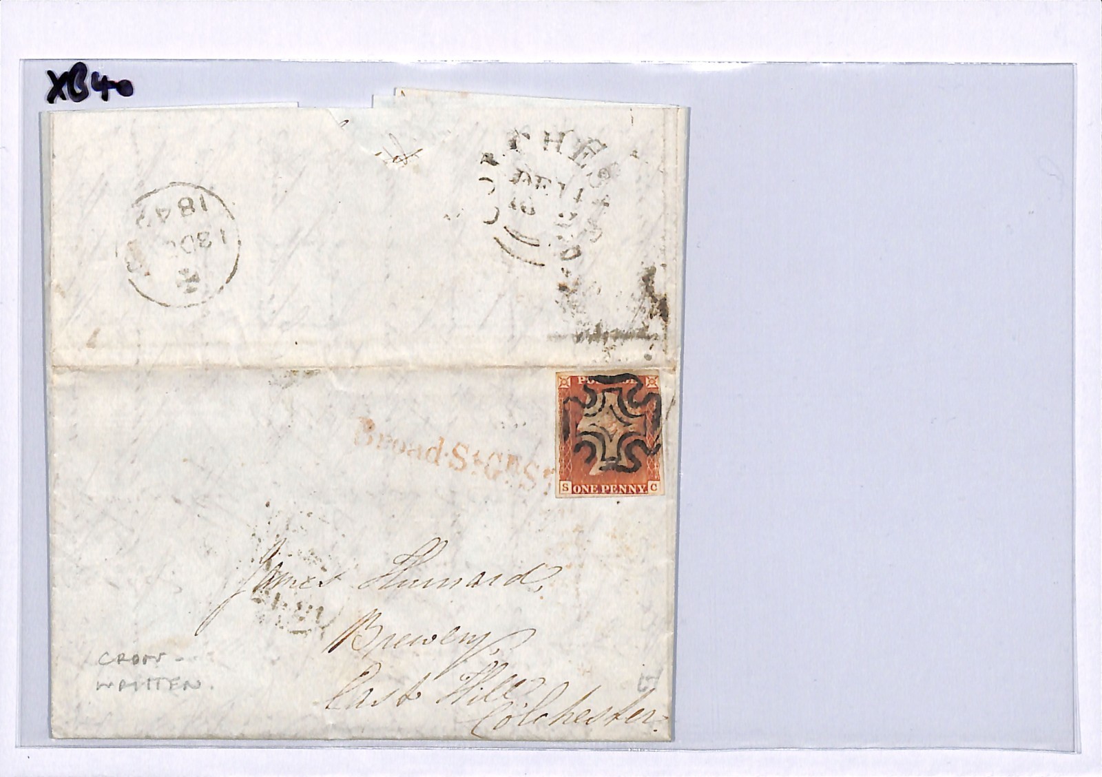 GB 1841 PENNY RED Cover 1d (SC) *Broad St* London MX Cross-Written 1842 EL XB40 - Image 6