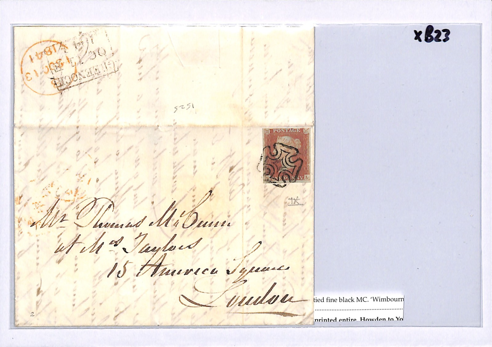 GB 1841 PENNY RED Cover SG.7 1d BLACK PLATE 9 (SL) *GREENOCK* MX c£1,200 XB23 - Image 5