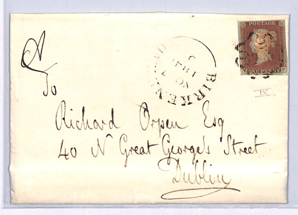 GB 1841 PENNY RED Cover SG.7 1d ex *BLACK PLATE 9* (LF) Birkenhead MX c£375 XB26 - Image 4