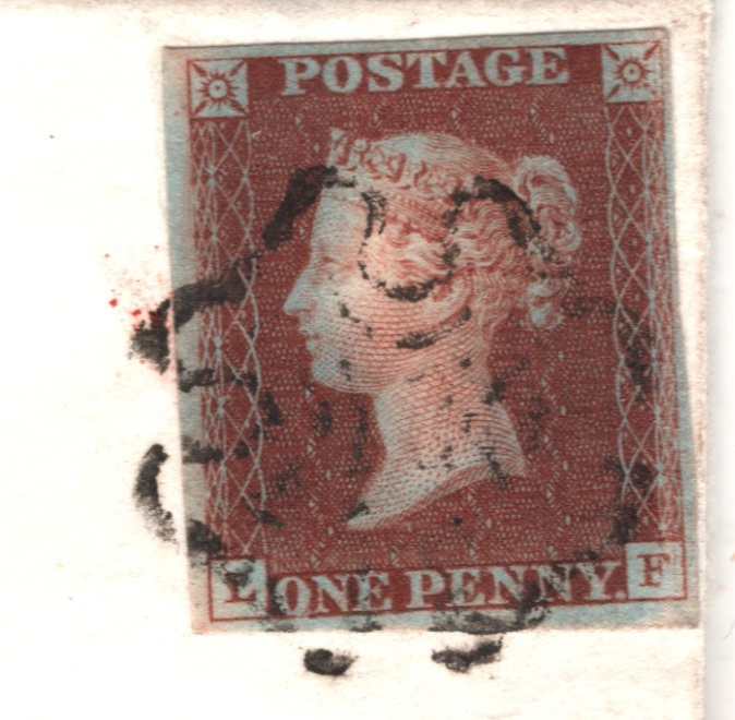 GB 1841 PENNY RED Cover SG.7 1d ex *BLACK PLATE 9* (LF) Birkenhead MX c£375 XB26