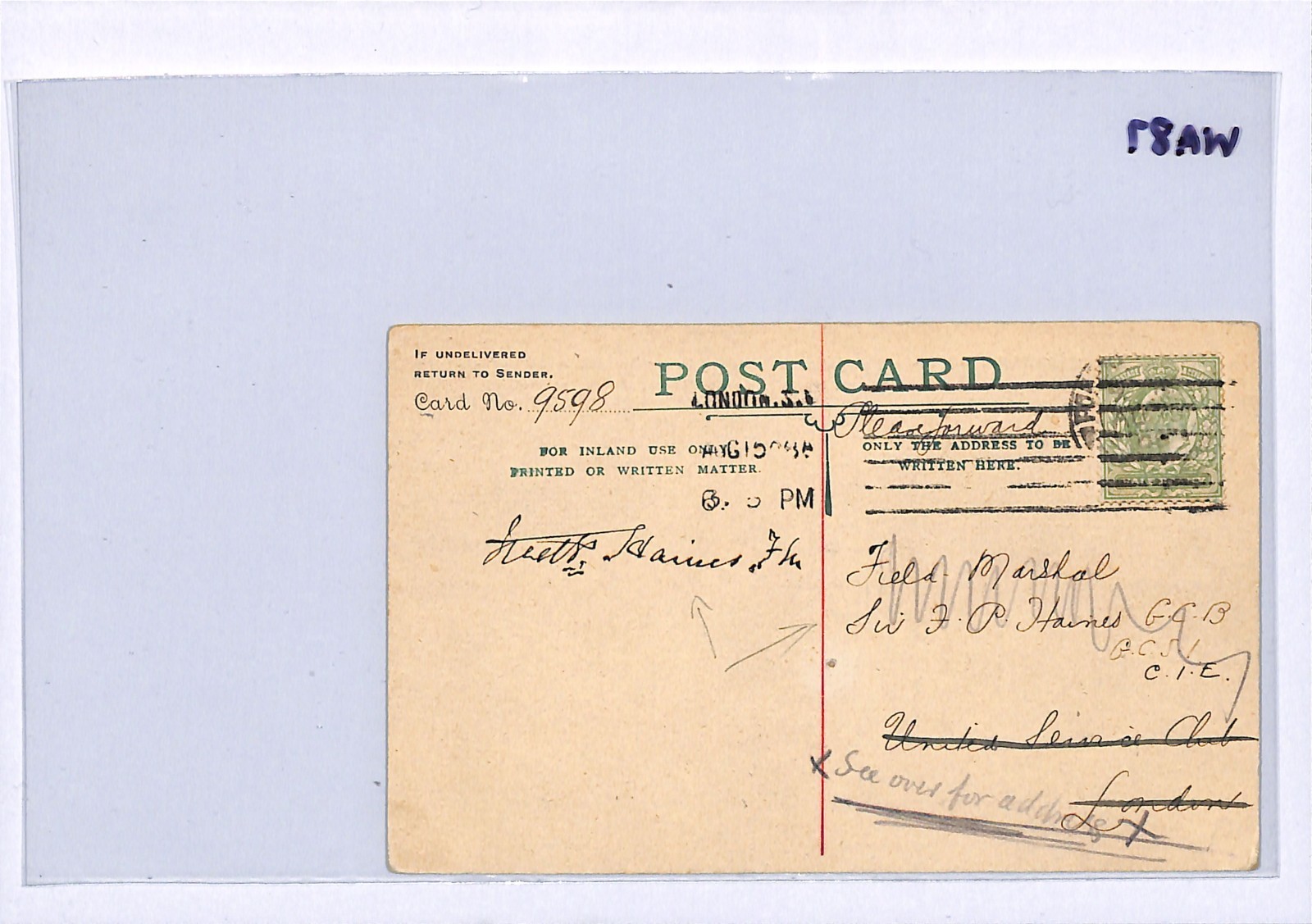 GB 1908 AUTOGRAPH KING Card Signed BRAY & *FIELD MARSHALL HARRIS* Military WA87 - Image 6