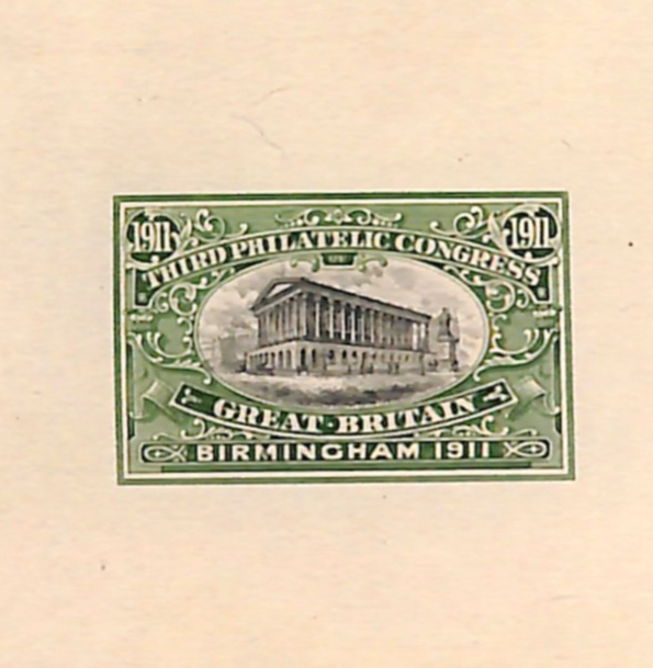 GB 1911 PHILATELIC CONGRESS BIRMINGHAM Stamp COMPOSITE *DIE PROOF* Green/Bk VS58 - Image 5