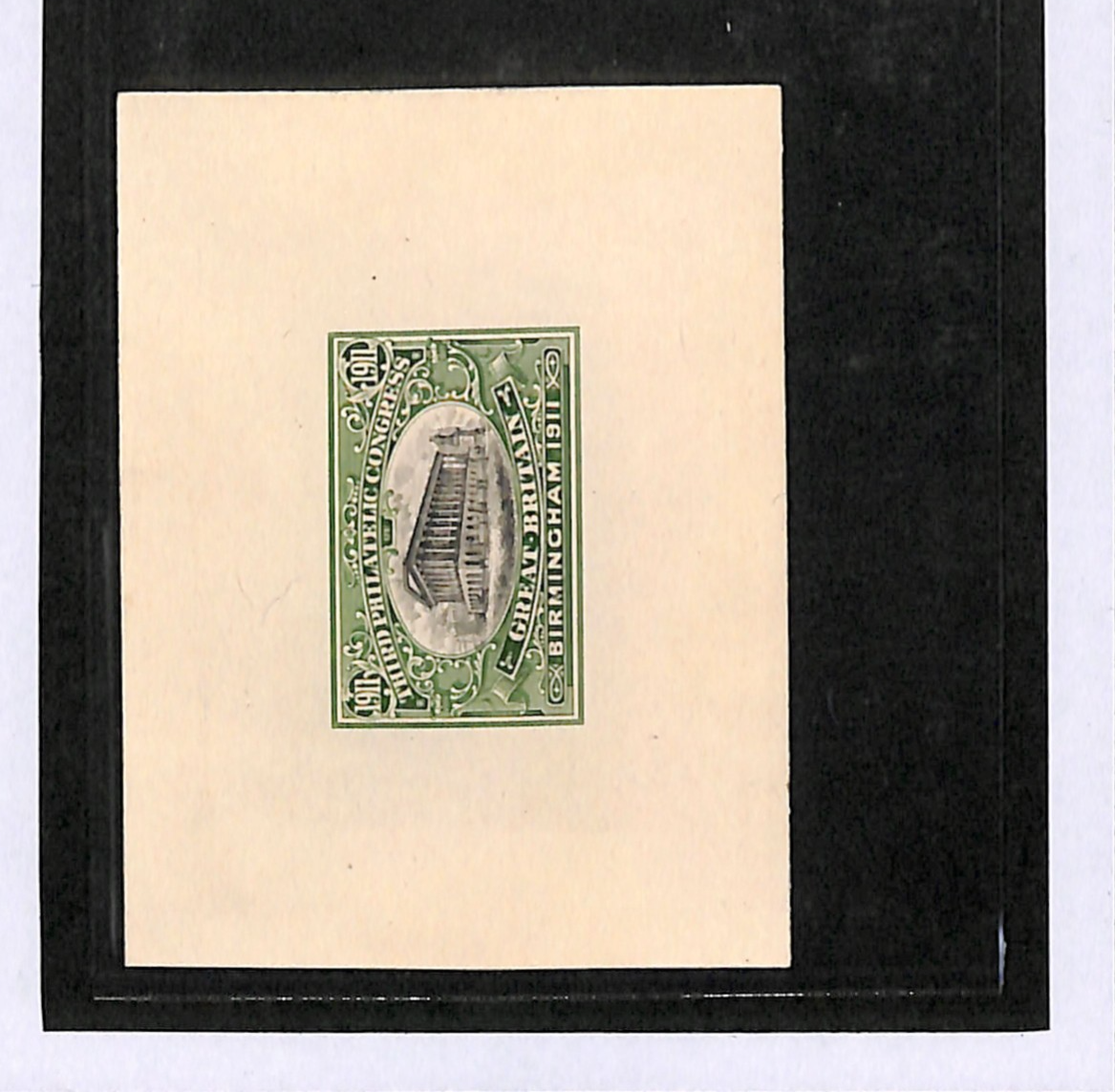 GB 1911 PHILATELIC CONGRESS BIRMINGHAM Stamp COMPOSITE *DIE PROOF* Green/Bk VS58 - Image 6