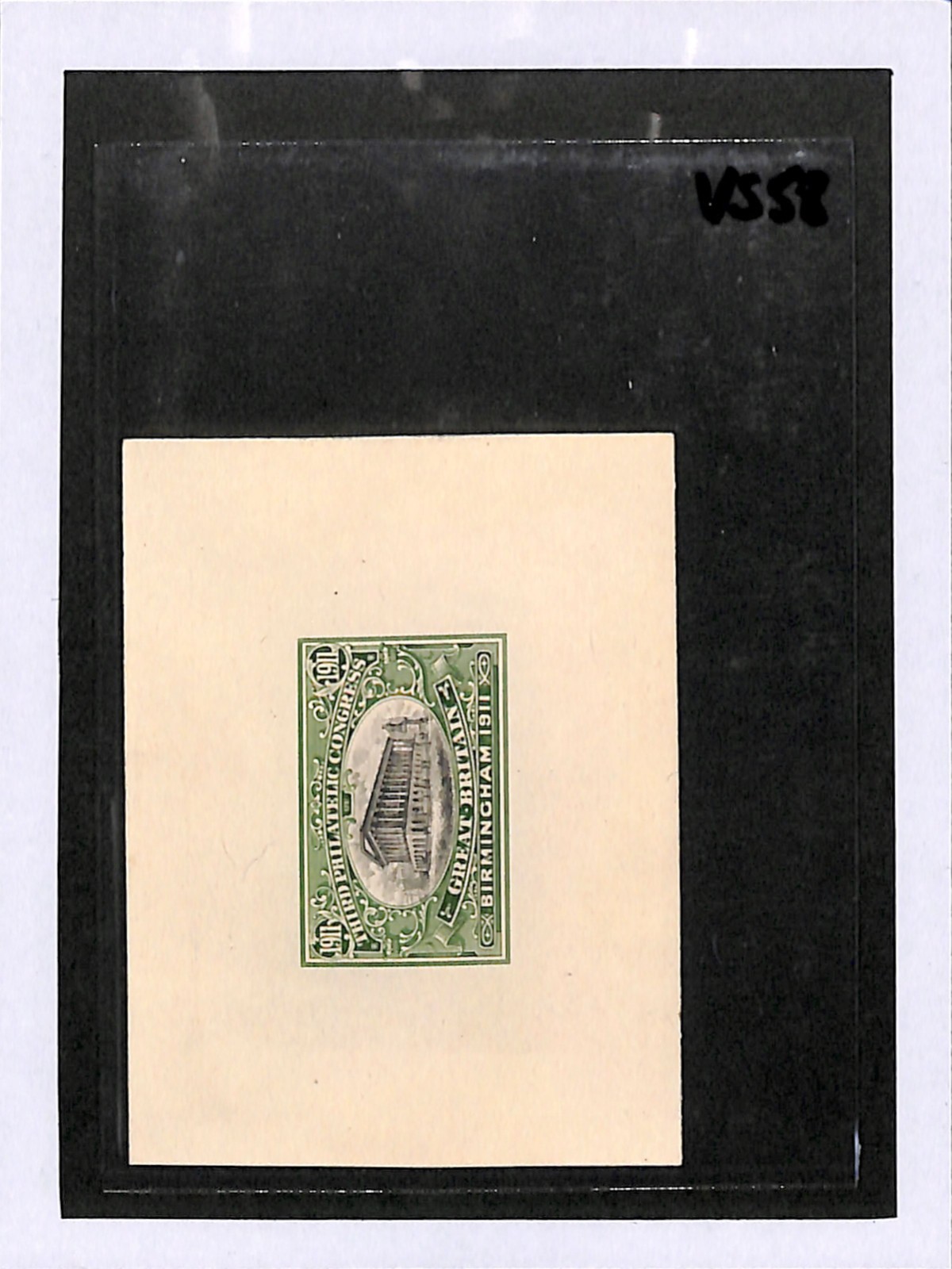 GB 1911 PHILATELIC CONGRESS BIRMINGHAM Stamp COMPOSITE *DIE PROOF* Green/Bk VS58 - Image 8