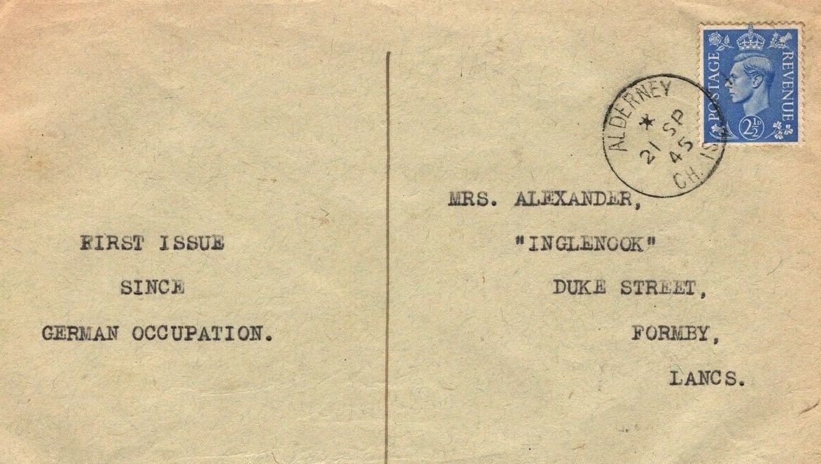 GB 1945 FDC Channel Islands WW2 Liberation ALDERNEY First KGVI (Occupation) J322 - Image 3