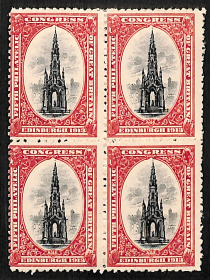 GB 5th PHILATELIC CONGRESS EDINBURGH 1913 Stamps Block{4} Mint MM VS62