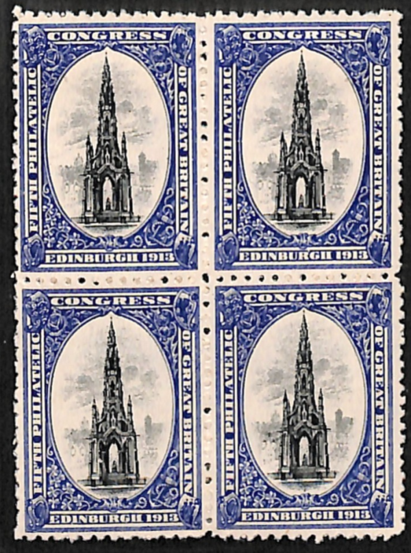 GB 5th PHILATELIC CONGRESS EDINBURGH 1913 Stamps Block{4} Mint MM VS63