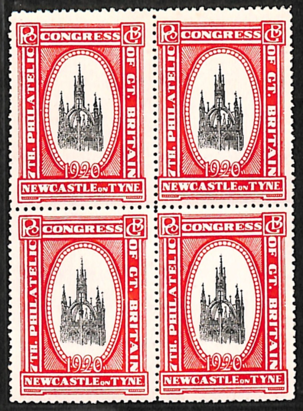 GB 7th PHILATELIC CONGRESS NEWCASTLE 1920 Stamps Block{4} Mint MM VS65
