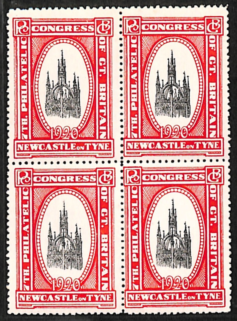 GB 7th PHILATELIC CONGRESS NEWCASTLE 1920 Stamps Block{4} Mint MM VS65