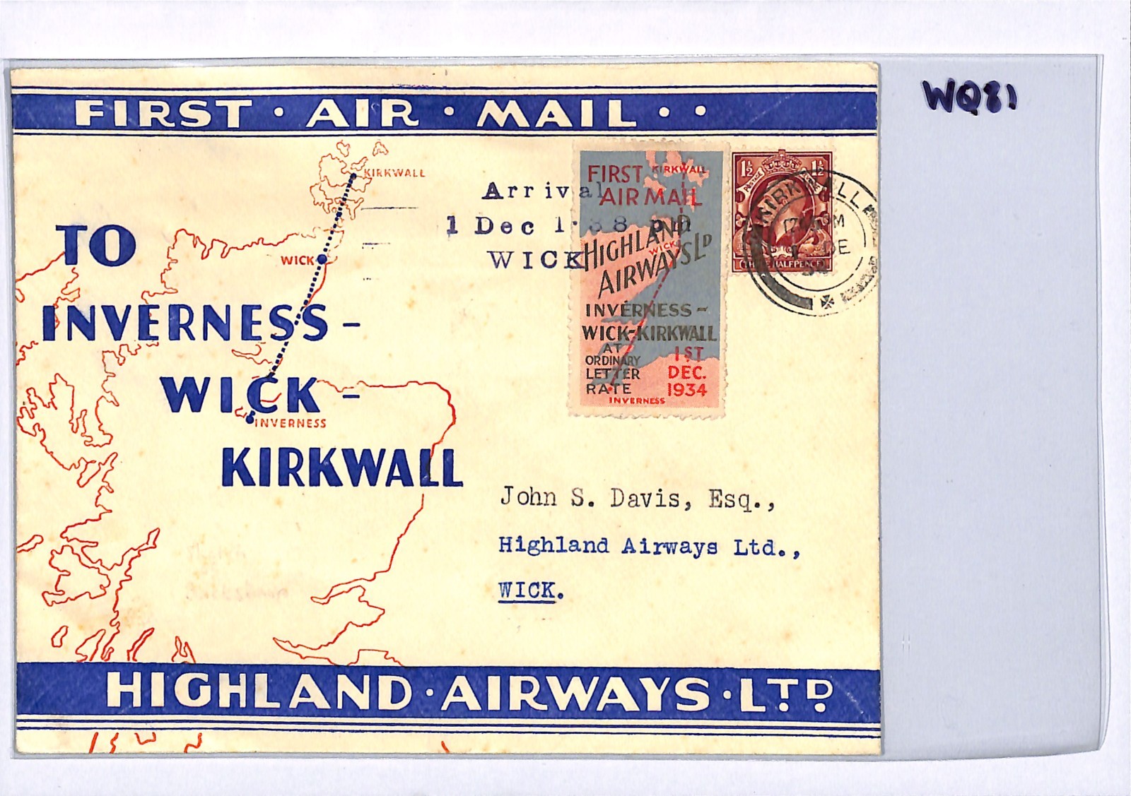 GB AVIATION ART Flight Cover Scots Islands ORKNEY Air 1934 MAP ILLUSTRATED WQ81 - Image 5