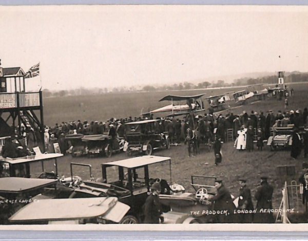 GB AVIATION Postcard LONDON AERODROME *Paddock* Real Photo AEROPLANES CARS XA33
