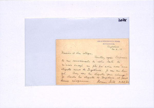 GB Air Mail Card YUGOSLAVIA Veles via Berlin/Vienna Rotherham Yorks 1933 XF165 - Image 5