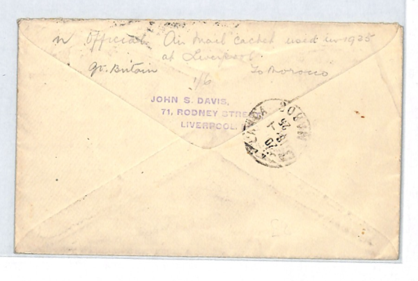 GB Air Mail Cover 1925 Liverpool MOROCCO Casablanca via Toulouse {samwells}XT149 - Image 4
