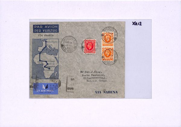 GB Air Mail Cover AIR FRANCE/SABENA Congo Elisabethville London 1935 XA12 - Image 9