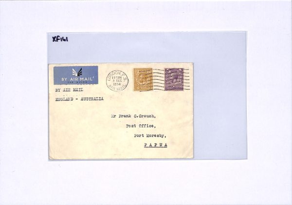 GB Air Mail Cover PAPUA Port Moresby via Australia Brisbane London 1934 XF161 - Image 5